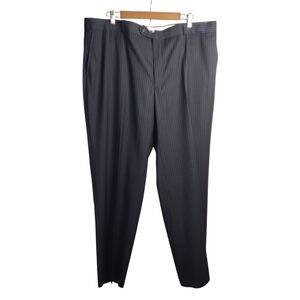 Statement Mens Dress Pants Navy Stripes Flat Front Comfortable Fit SZ 42W/30 NWT